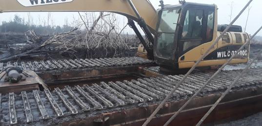 Heavy equipment fleet on project site